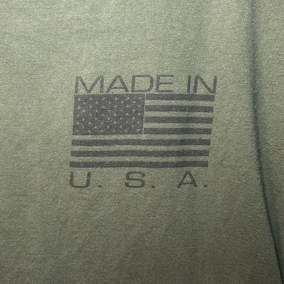 Men’s Army Green “Made in U. S. A.” American Flag Graphic Tee Sz 3XL - Picture 3 of 5